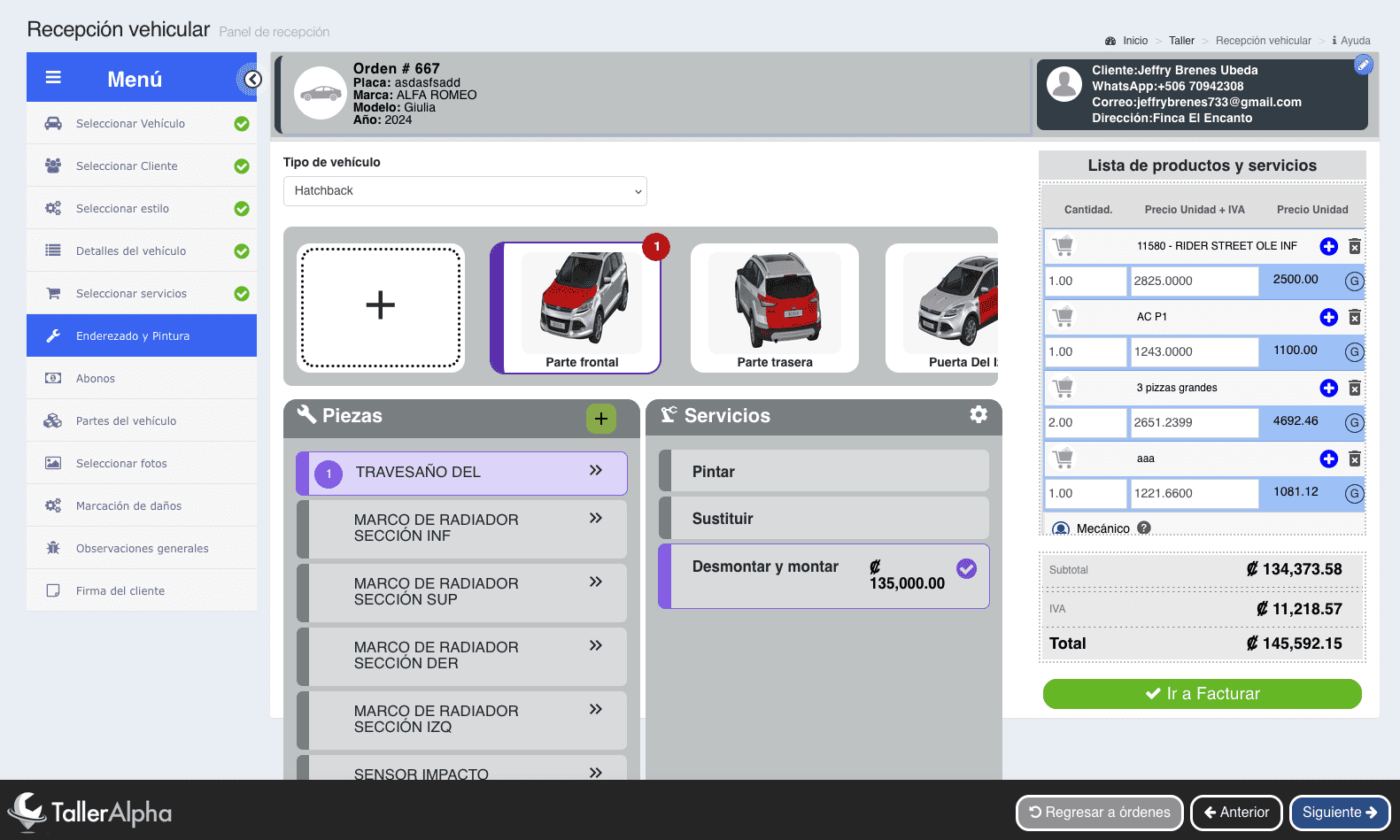 Recepción de Vehículos