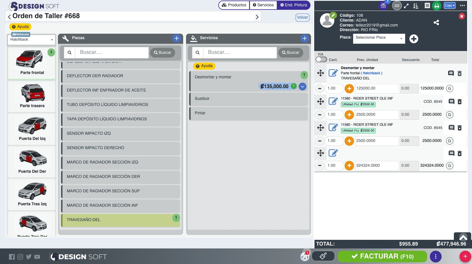 Facturación de Enderezado