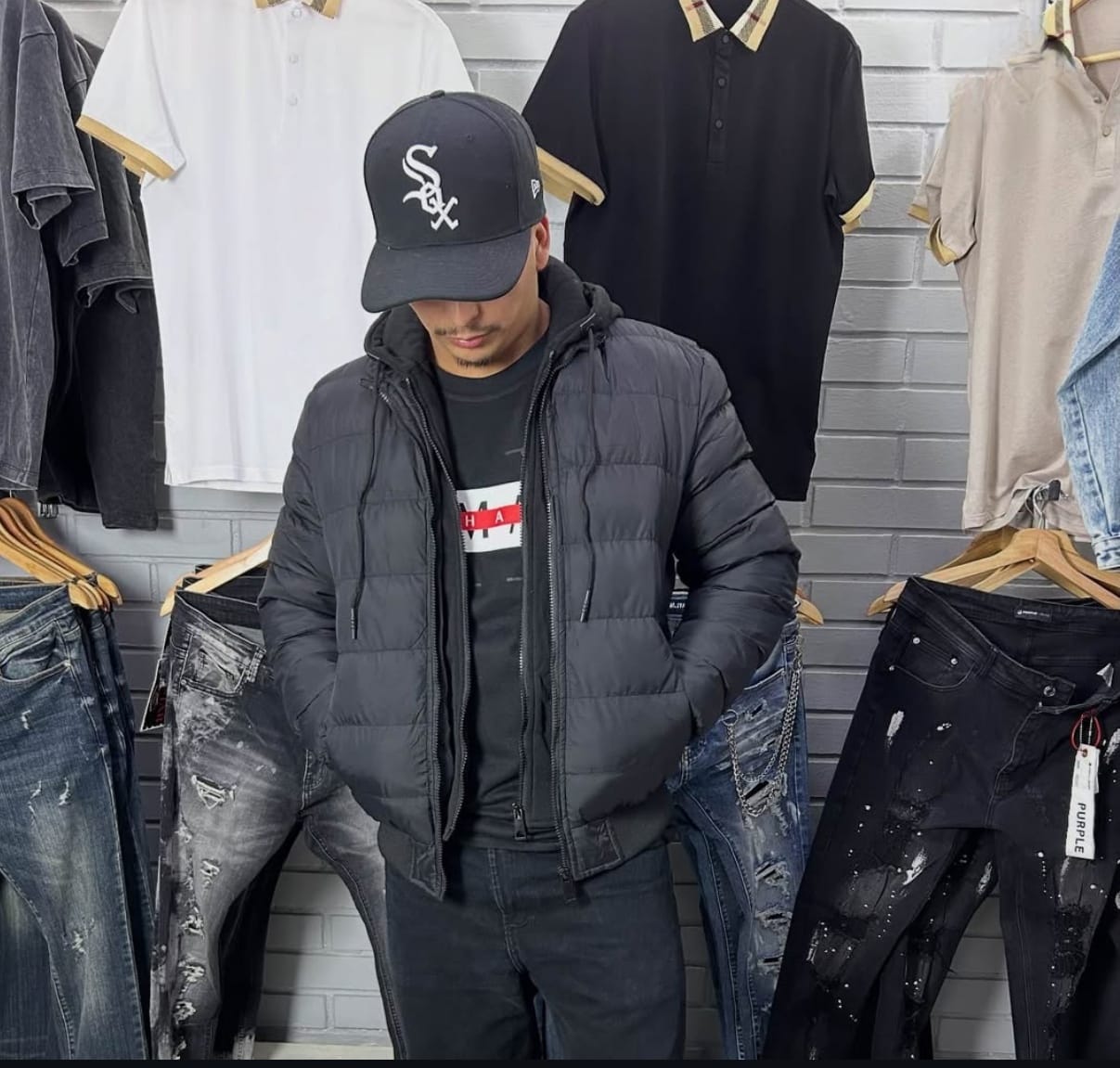 CHAQUETA HUSTLA DENIM NEGRA HD6128