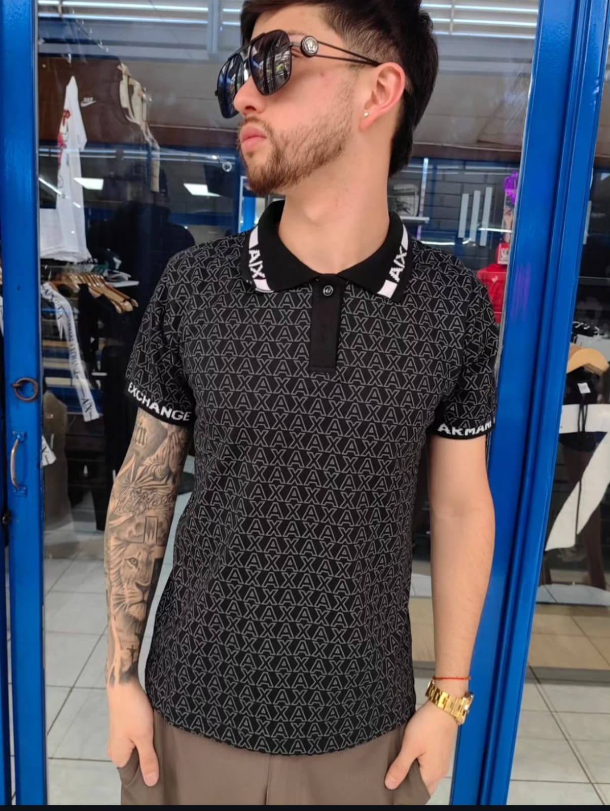 POLERA PIQUE ARMANI EXCHANGE AX GRIS