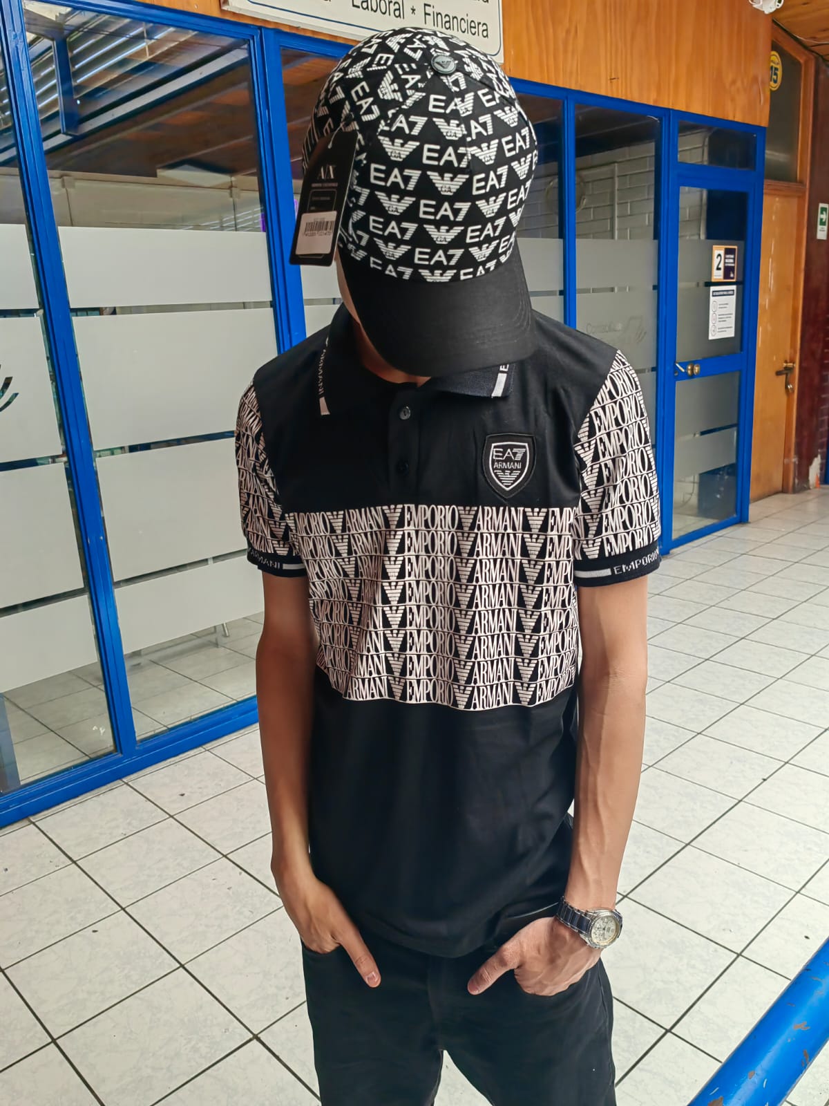 POLERA PIQUE EMPORIO ARMANI NEGRA  - Imagen principal