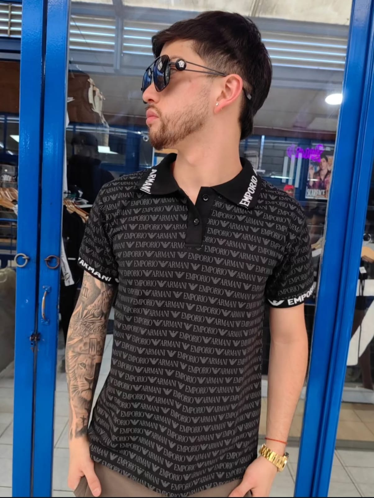 POLERA PIQUE EMPORIO ARMANI GRIS - Imagen principal