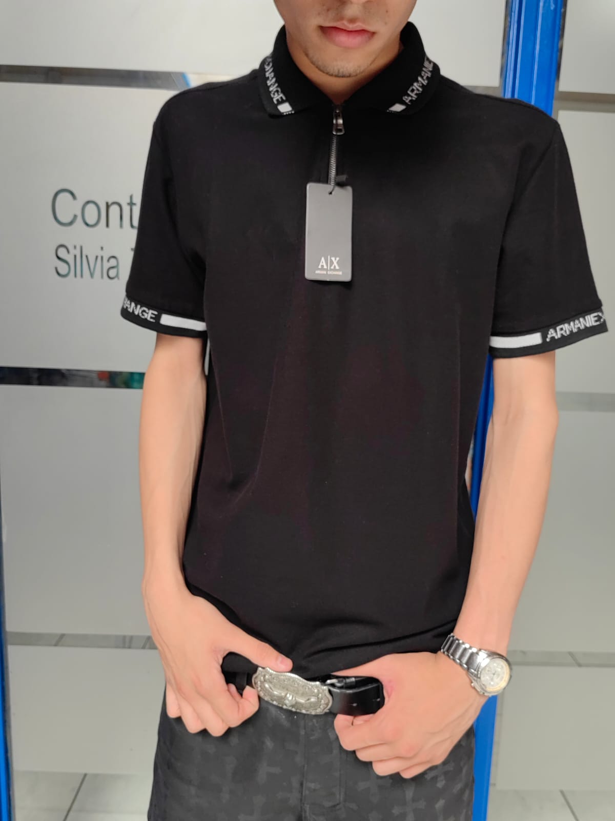 POLERA G5 PIQUE ARMANI EXCHANGE NEGRA  - Imagen principal