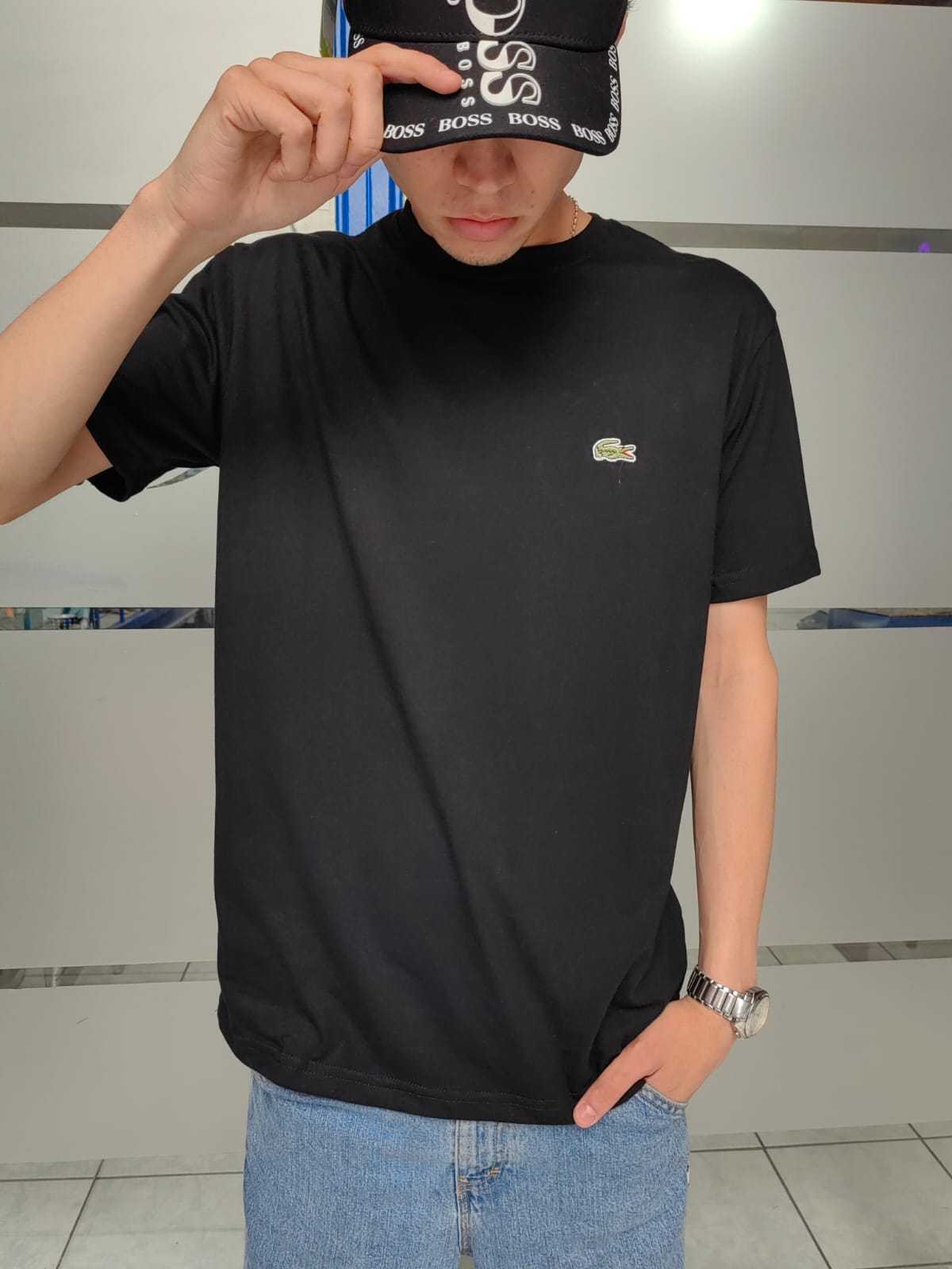 POLERA LACOSTE NEGRA BASICA  - Imagen principal