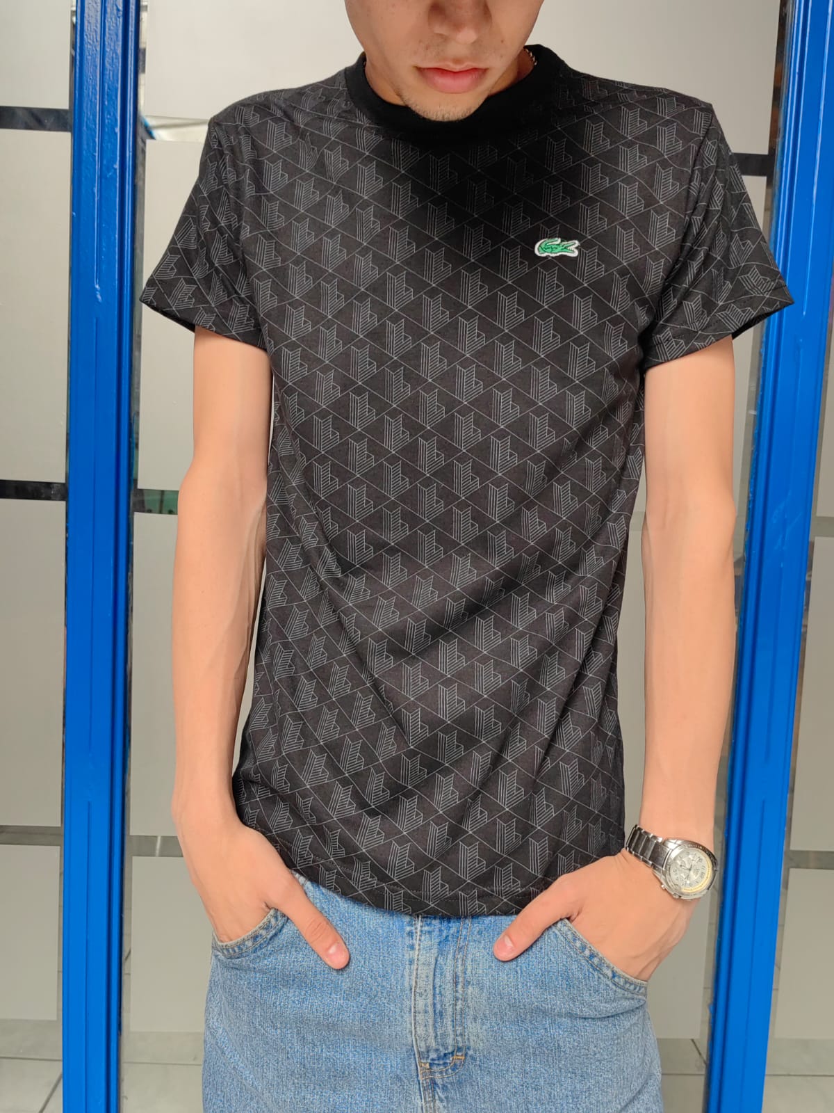 POLERA LACOSTE DISE&Ntilde;O GRIS  - Imagen principal