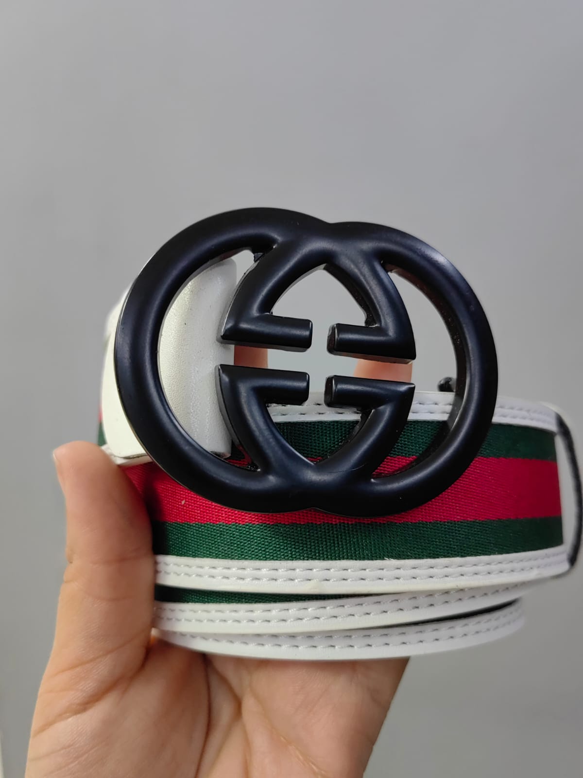 CINTURON GUCCI BLANCO VERDE ROJO  - Imagen principal