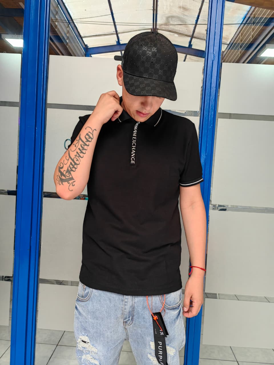 POLERA PIQUE ARMANI EXCHANGE NEGRA 