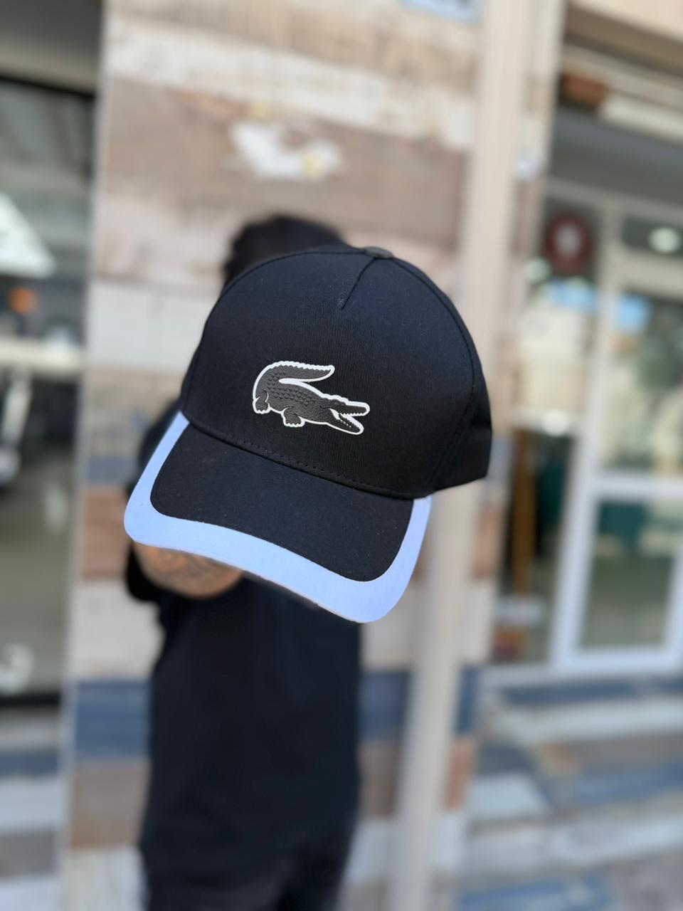 JOCKEY CURVO LACOSTE BLACK LINEA BLANCO HOMBRE