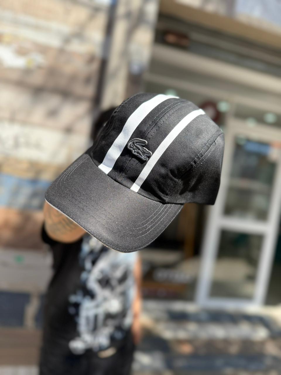 JOCKEY CURVO LACOSTE NEGRO LINEAS BLANCA HOMBRE